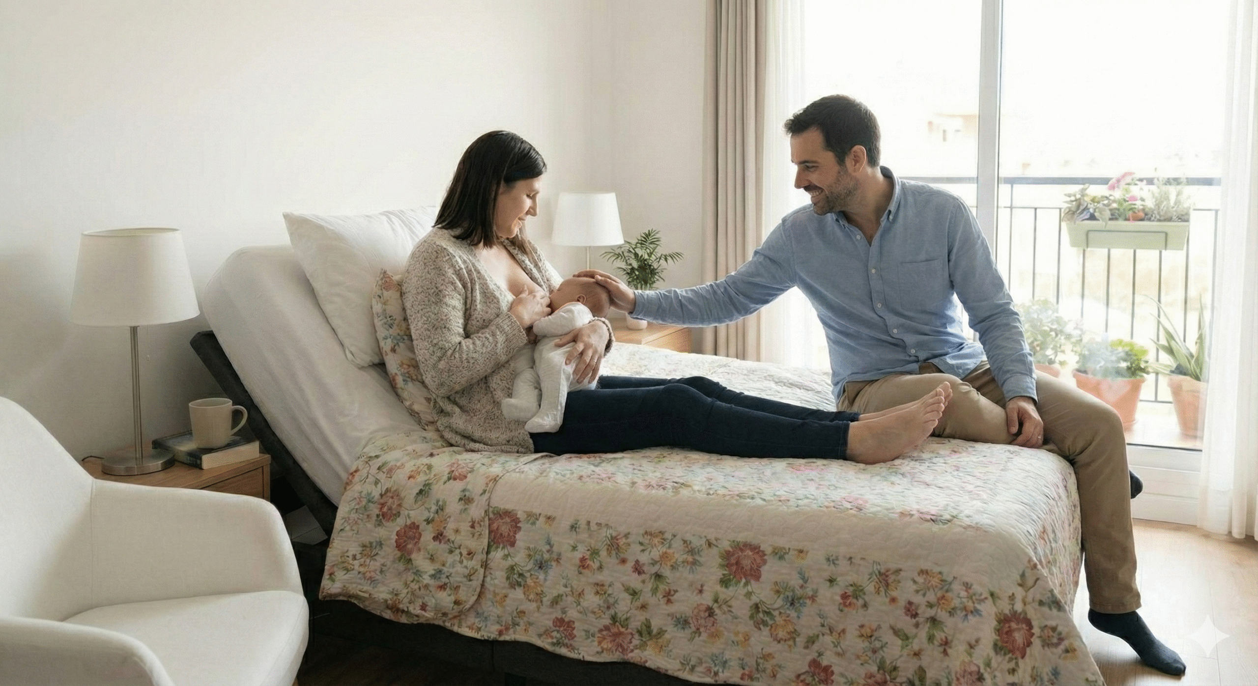 Couple confortablement installé sur un grand lit équipé de deux CosyLift